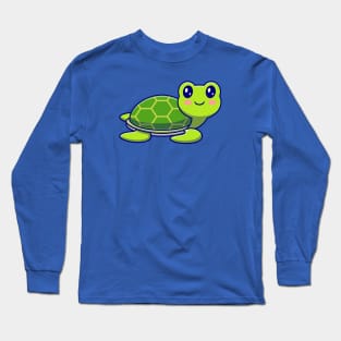 Cute Happy Turtle Swimming Cartoon Long Sleeve T-Shirt